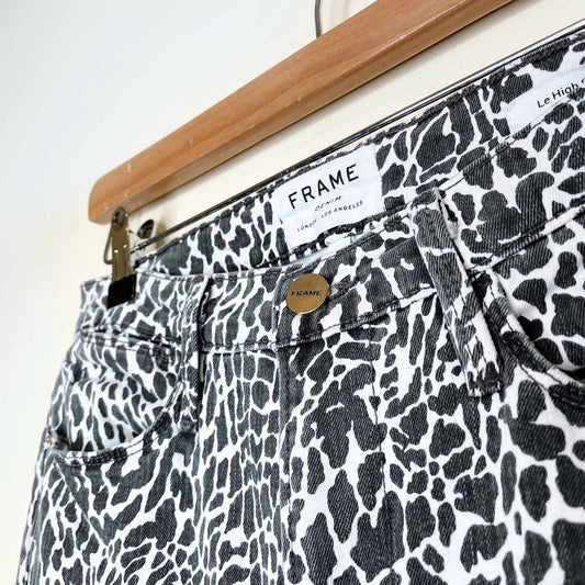 frame le high skinny black and white leopard printed jeans - size 27