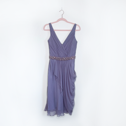 nwt frascara purple silk chiffon grecian wrap gown - size 2