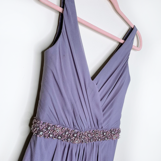nwt frascara purple silk chiffon grecian wrap gown - size 2