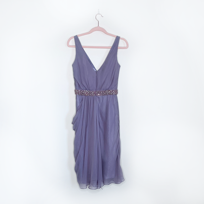 nwt frascara purple silk chiffon grecian wrap gown - size 2