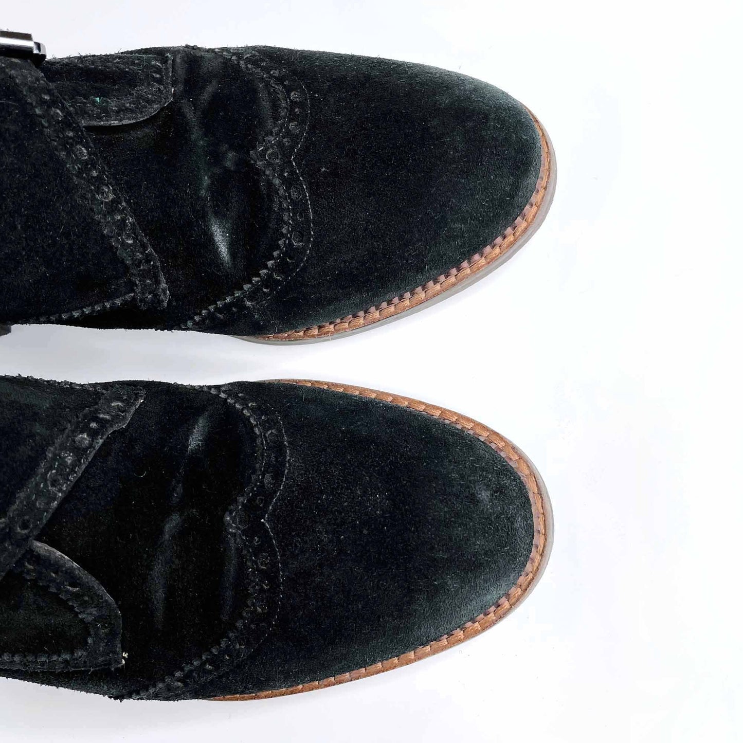 franco sarto black suede buckled loafers - size 8.5