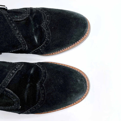 franco sarto black suede buckled loafers - size 8.5