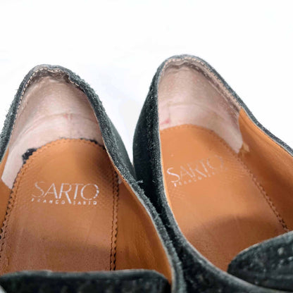 franco sarto black suede buckled loafers - size 8.5