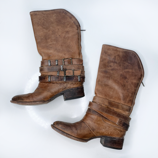 freebird brown leather drove rancher boots - size 7