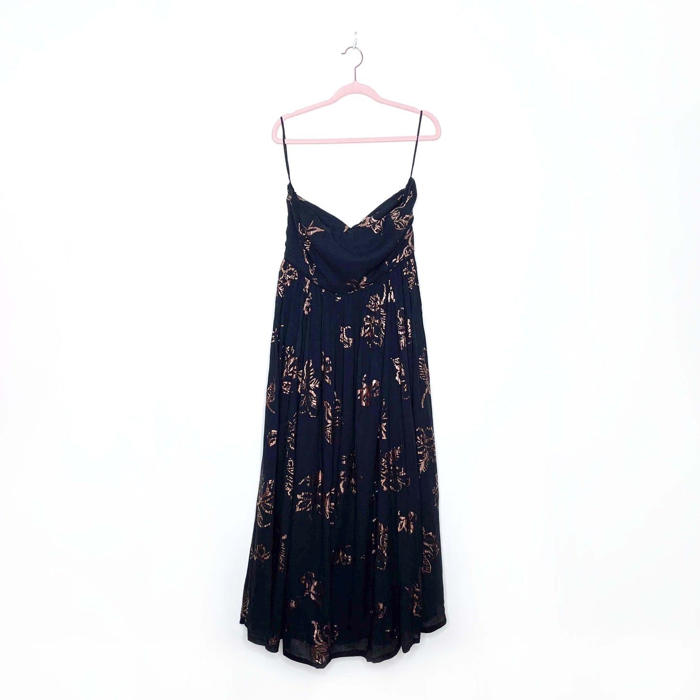free people baja babe black strapless maxi dress - size xl