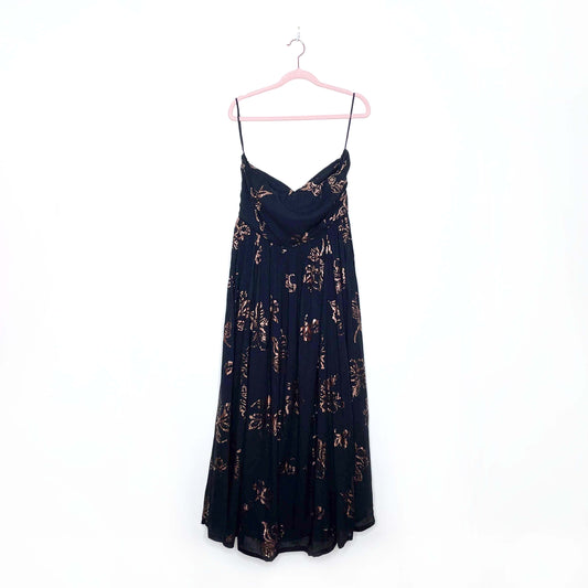 free people baja babe black strapless maxi dress - size xl