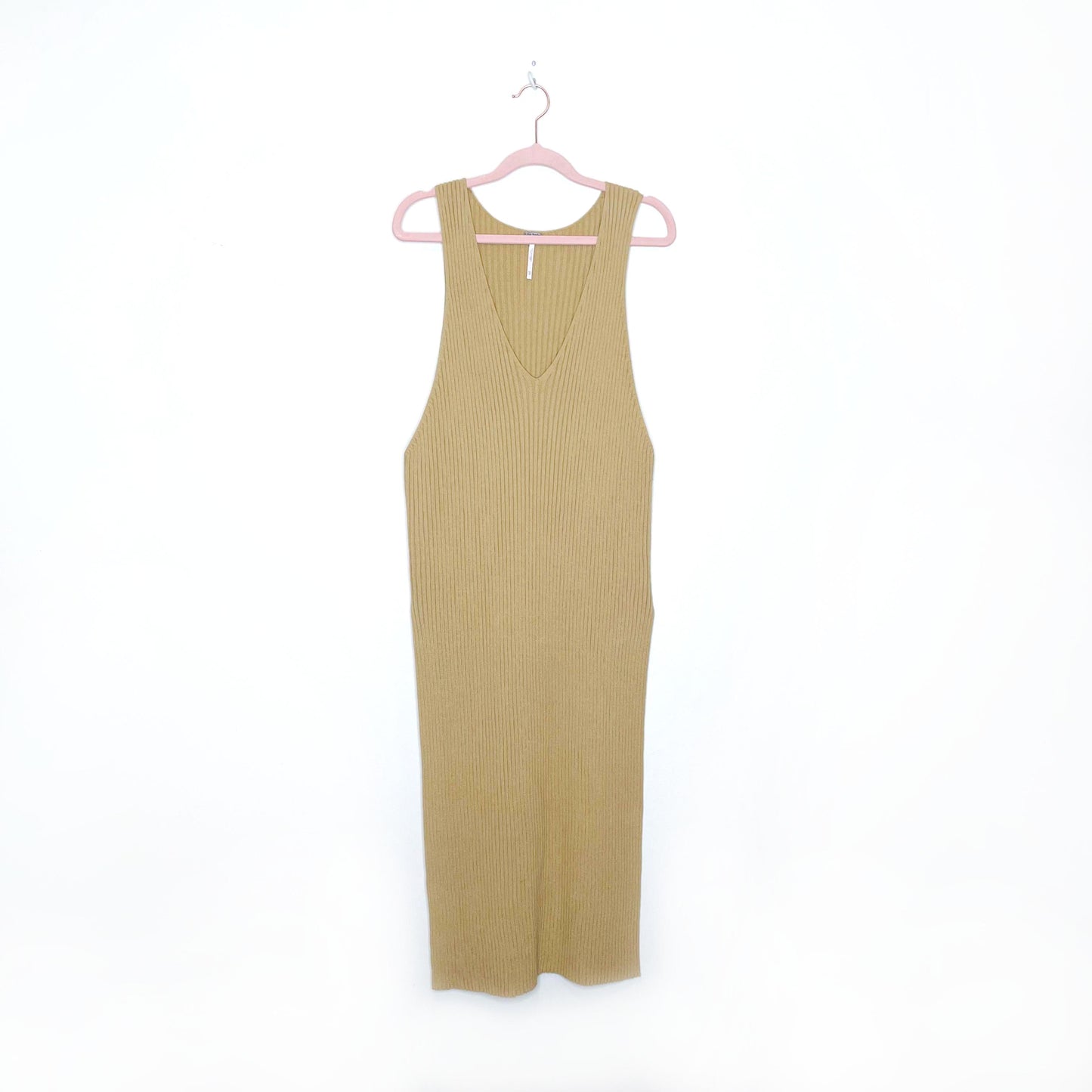 free people v-neck sleeveless ribbed knit maxi tunic - size xs