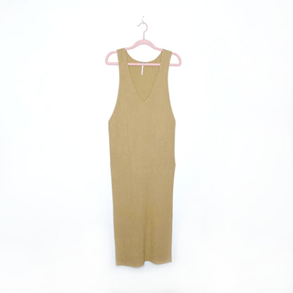 free people v-neck sleeveless ribbed knit maxi tunic - size xs