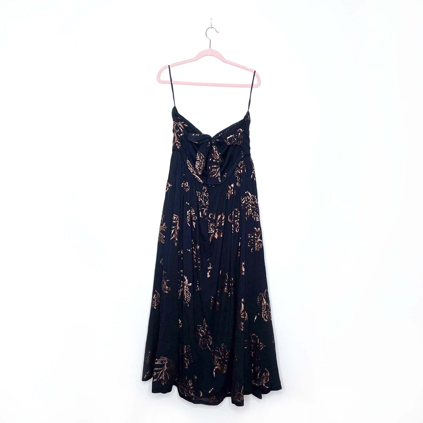 free people baja babe black strapless maxi dress - size xl