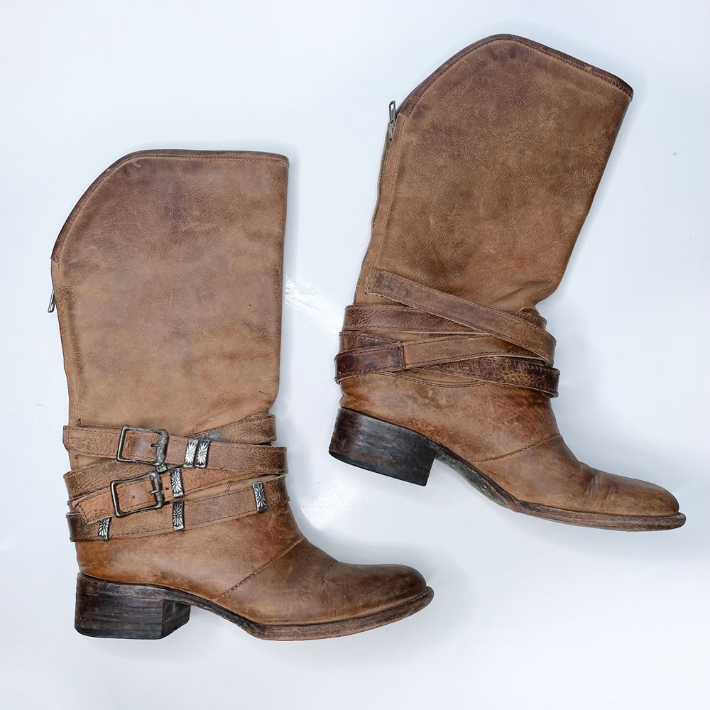 freebird brown leather drove rancher boots - size 7