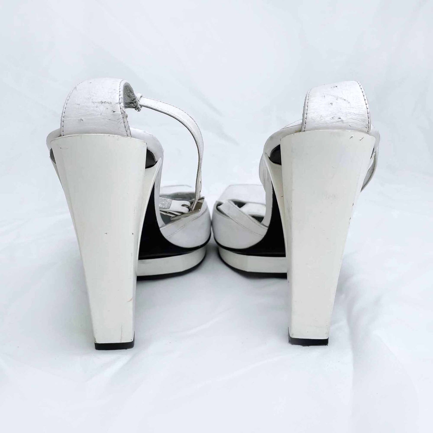 free lance white square toe ankle strap pumps - size 38.5