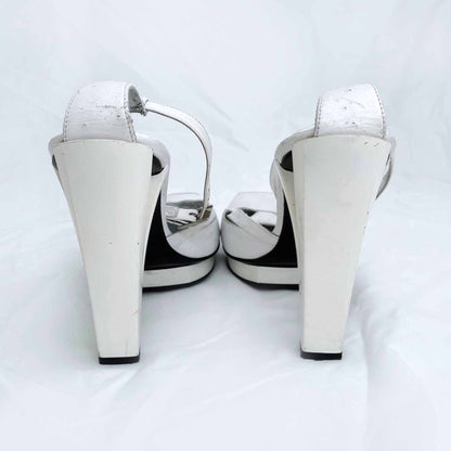 free lance white square toe ankle strap pumps - size 38.5