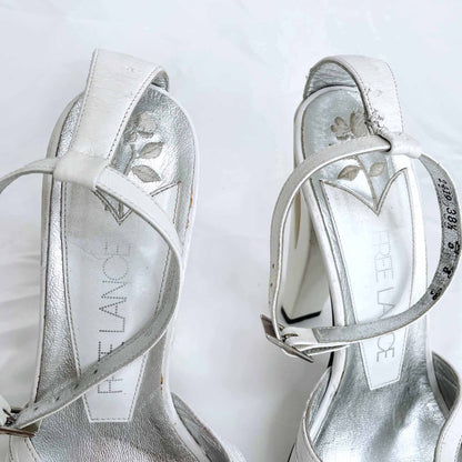 free lance white square toe ankle strap pumps - size 38.5