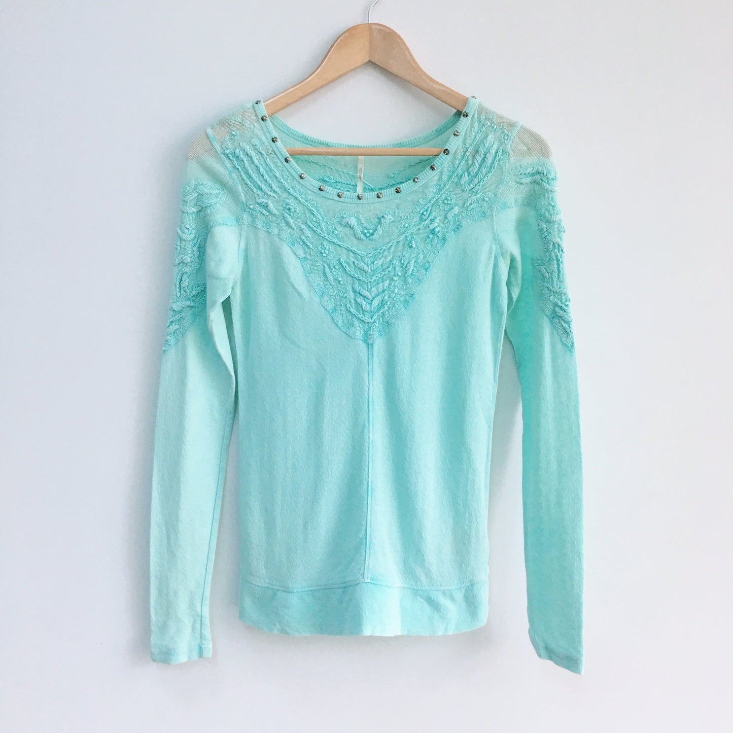 Free People Long Sleeve Top with Embroidery - Size XS