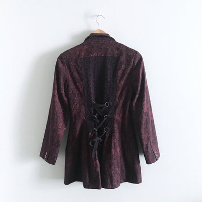 Free People Lace Corset Brocade Blazer - size 6