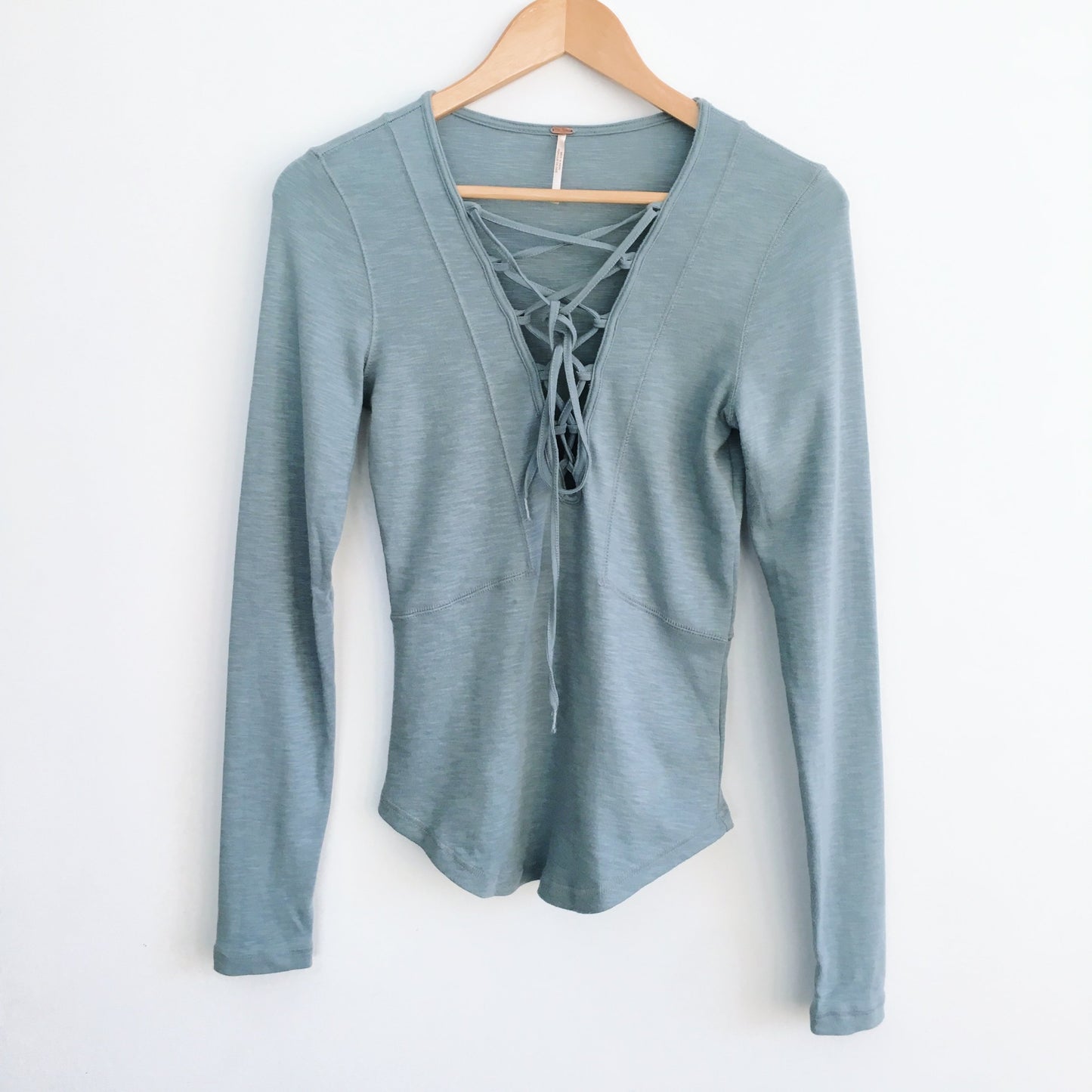 Free People Blue Lace Up Long Sleeve - Size Small