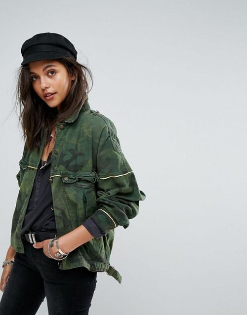 Free People Slouchy Military Jacket - size Large