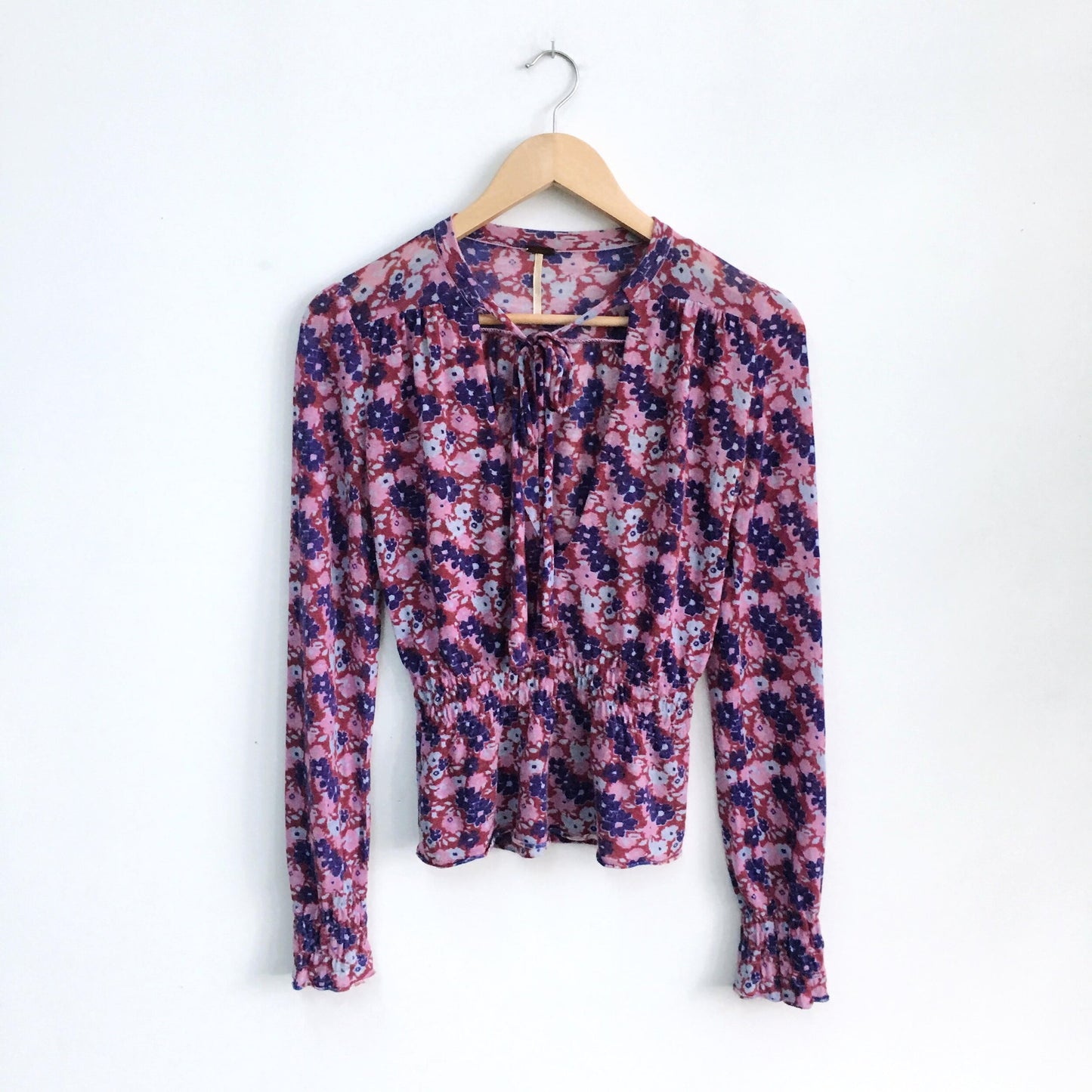 Free People Floral Wool-Cashmere Top - size xs