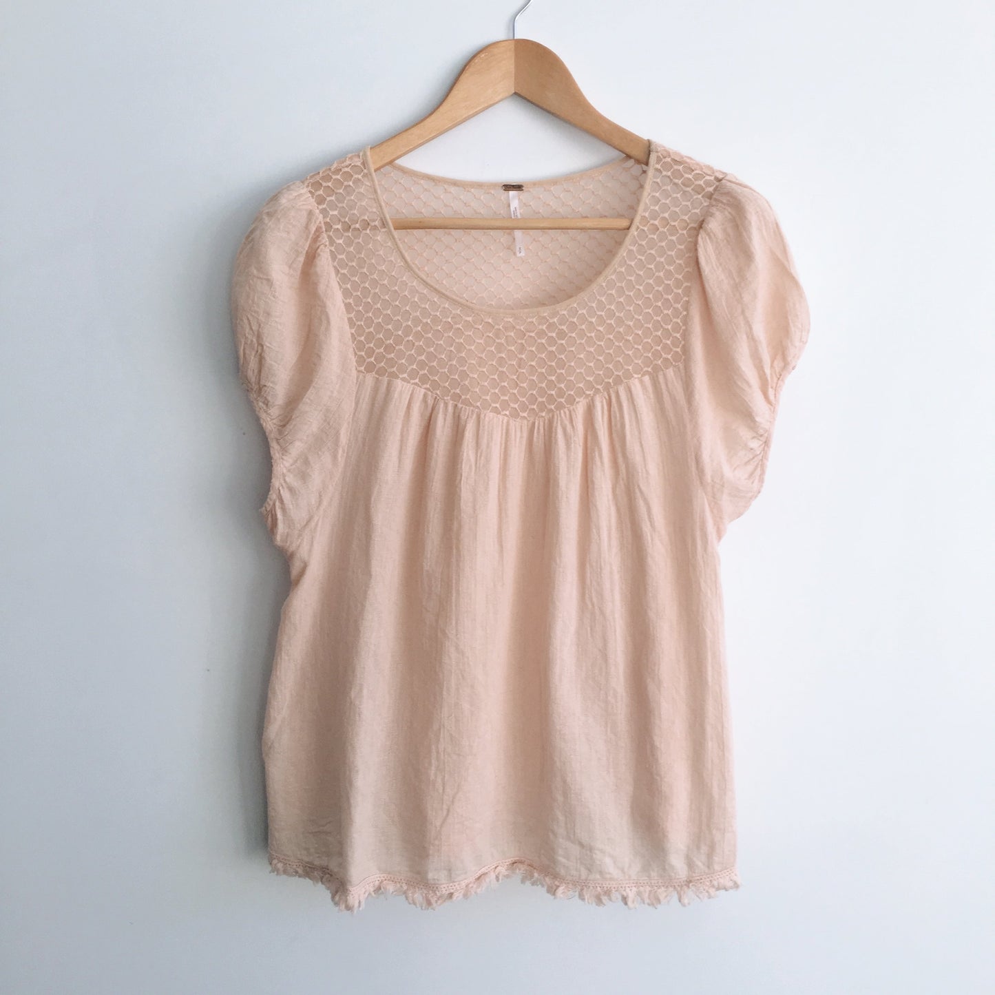 Free People Peach Peasant Top - size Small