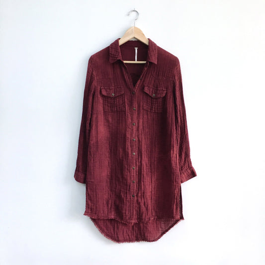 Free People Button Down Shirt Dress - size xs