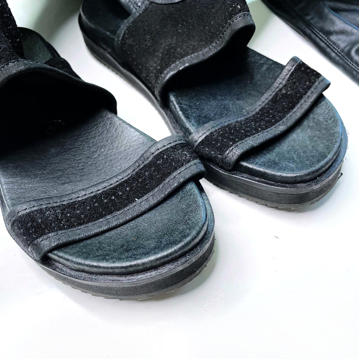 free people black tall leather cut out sandal boots - size 38