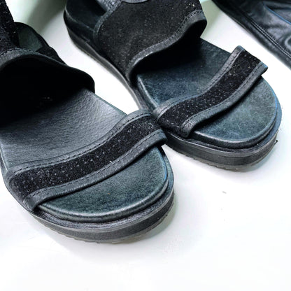 free people black tall leather cut out sandal boots - size 38