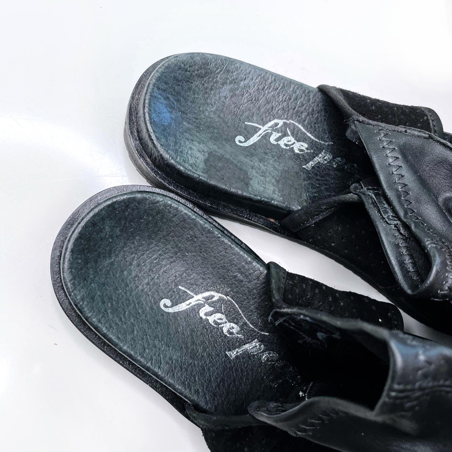 free people black tall leather cut out sandal boots - size 38