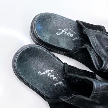 free people black tall leather cut out sandal boots - size 38