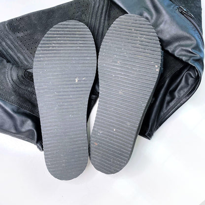 free people black tall leather cut out sandal boots - size 38