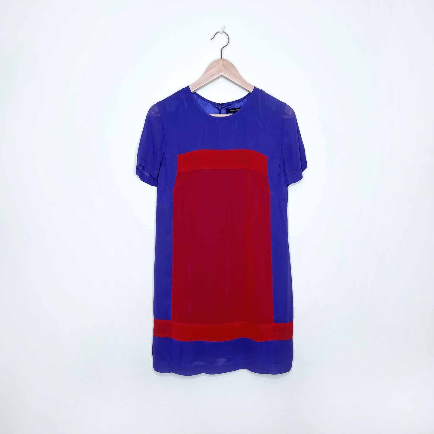 French Connection chiffon colour block shift dress - size 4
