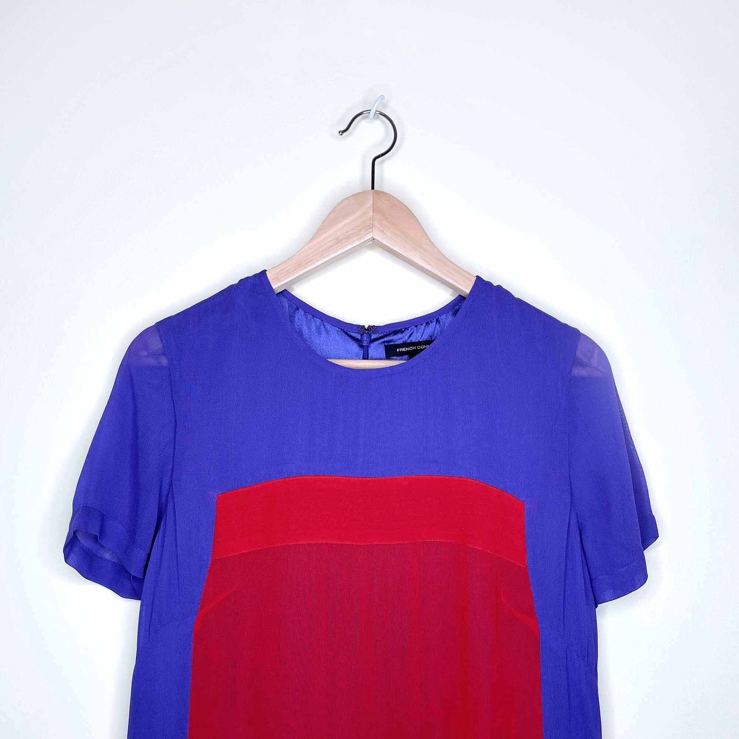 French Connection chiffon colour block shift dress - size 4