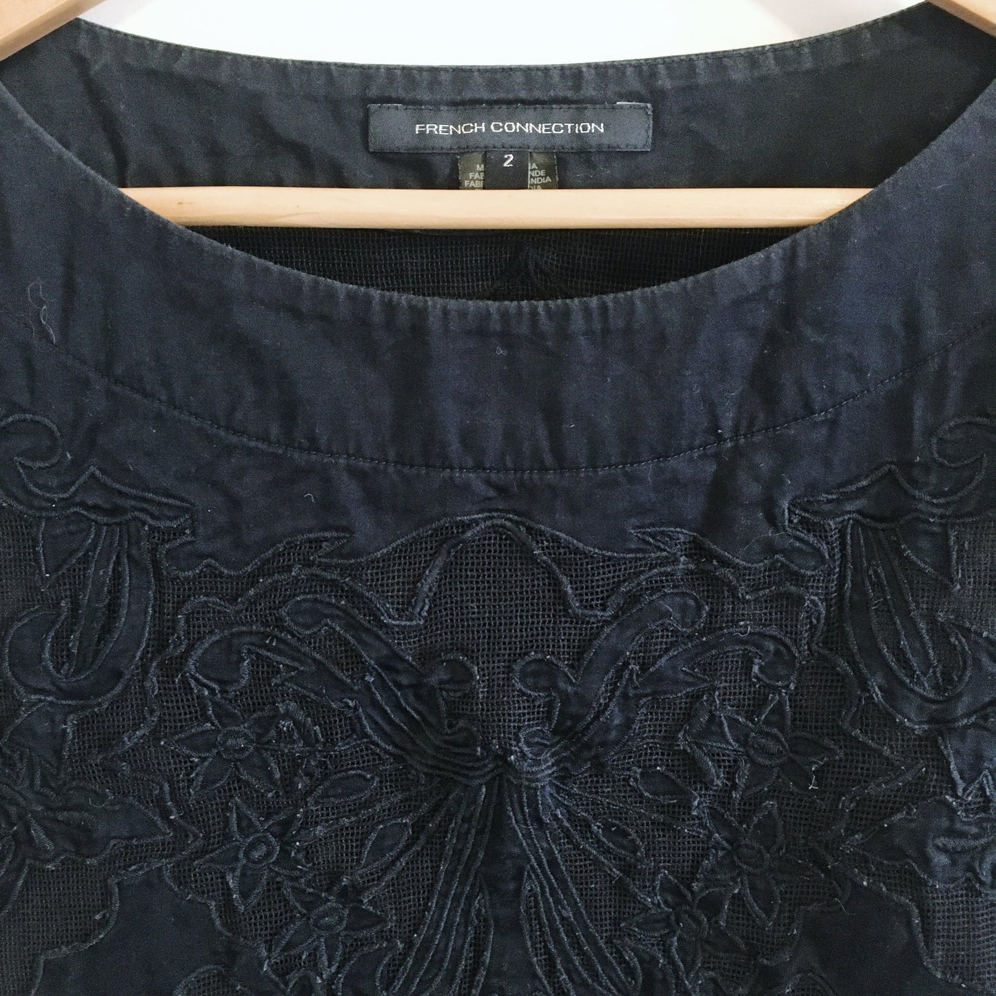 French Connection Navy Embroidered Top - size 2