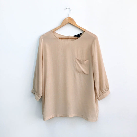French Connection Nude Silk Blouse - size 8