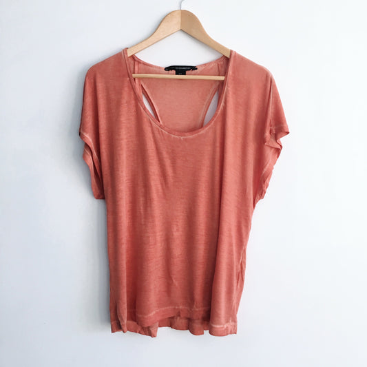 French Connection Vintage Wash Orange Tee - Size Medium