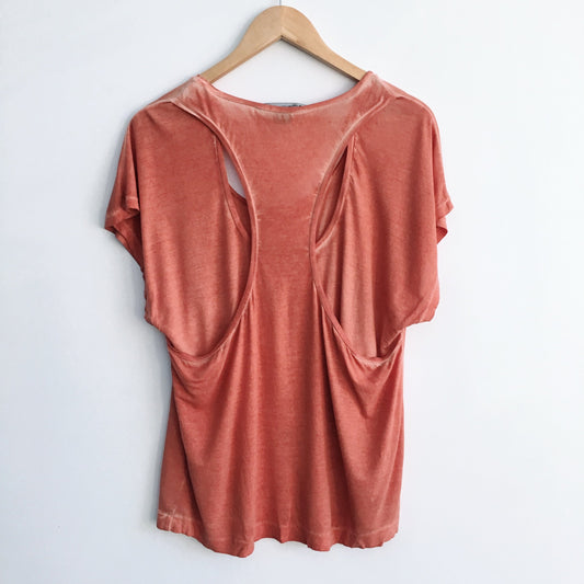 French Connection Vintage Wash Orange Tee - Size Medium