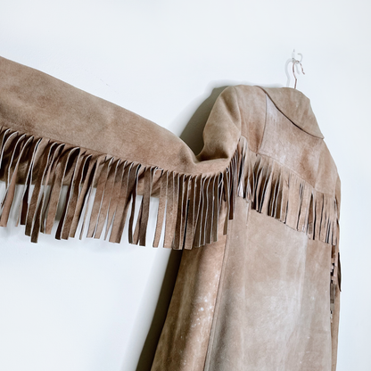 vintage western rancher boho fringe leather jacket - size small