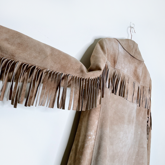 vintage western rancher boho fringe leather jacket - size small