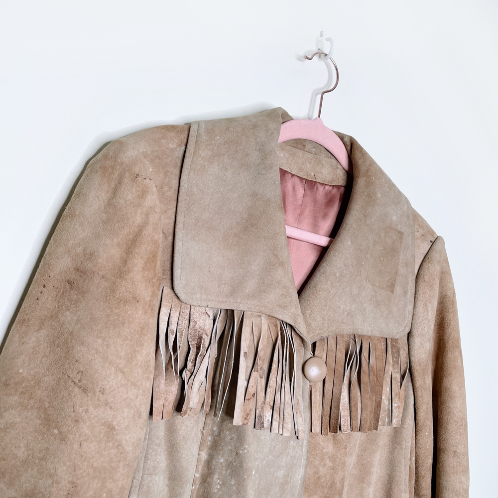 vintage western rancher boho fringe leather jacket - size small