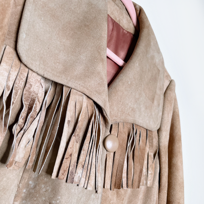 vintage western rancher boho fringe leather jacket - size small
