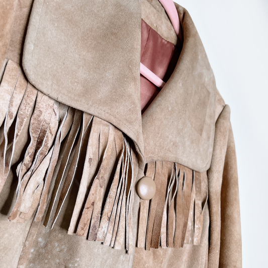 vintage western rancher boho fringe leather jacket - size small