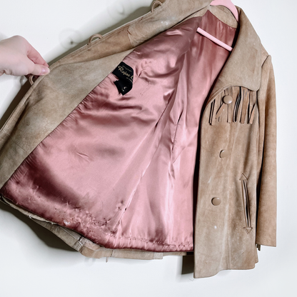 vintage western rancher boho fringe leather jacket - size small