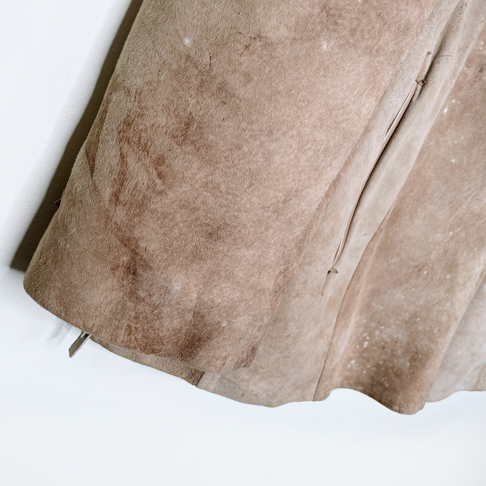 vintage western rancher boho fringe leather jacket - size small