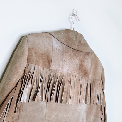 vintage western rancher boho fringe leather jacket - size small