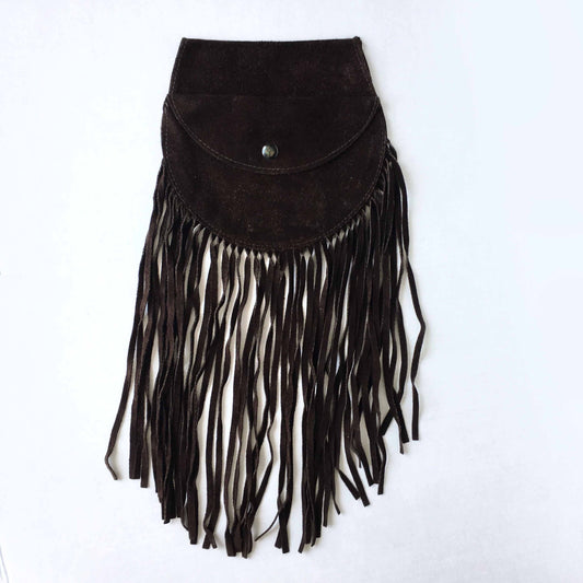 Vintage suede fringe boho belt bag