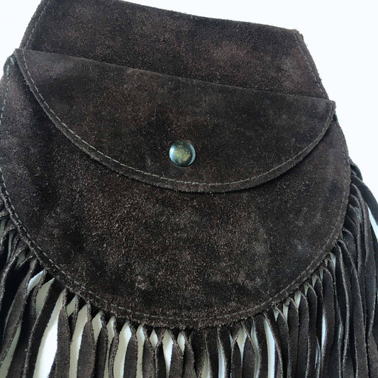 Vintage suede fringe boho belt bag