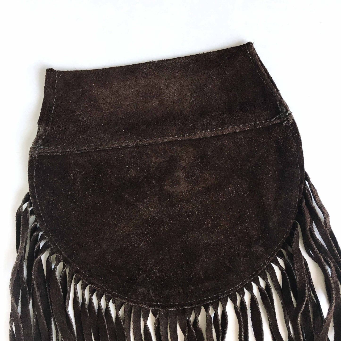 Vintage suede fringe boho belt bag