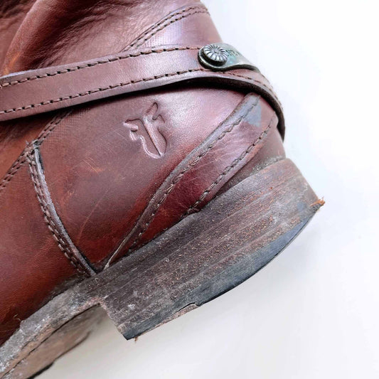 frye lindsay plate burnt red leather riding boot - size 6