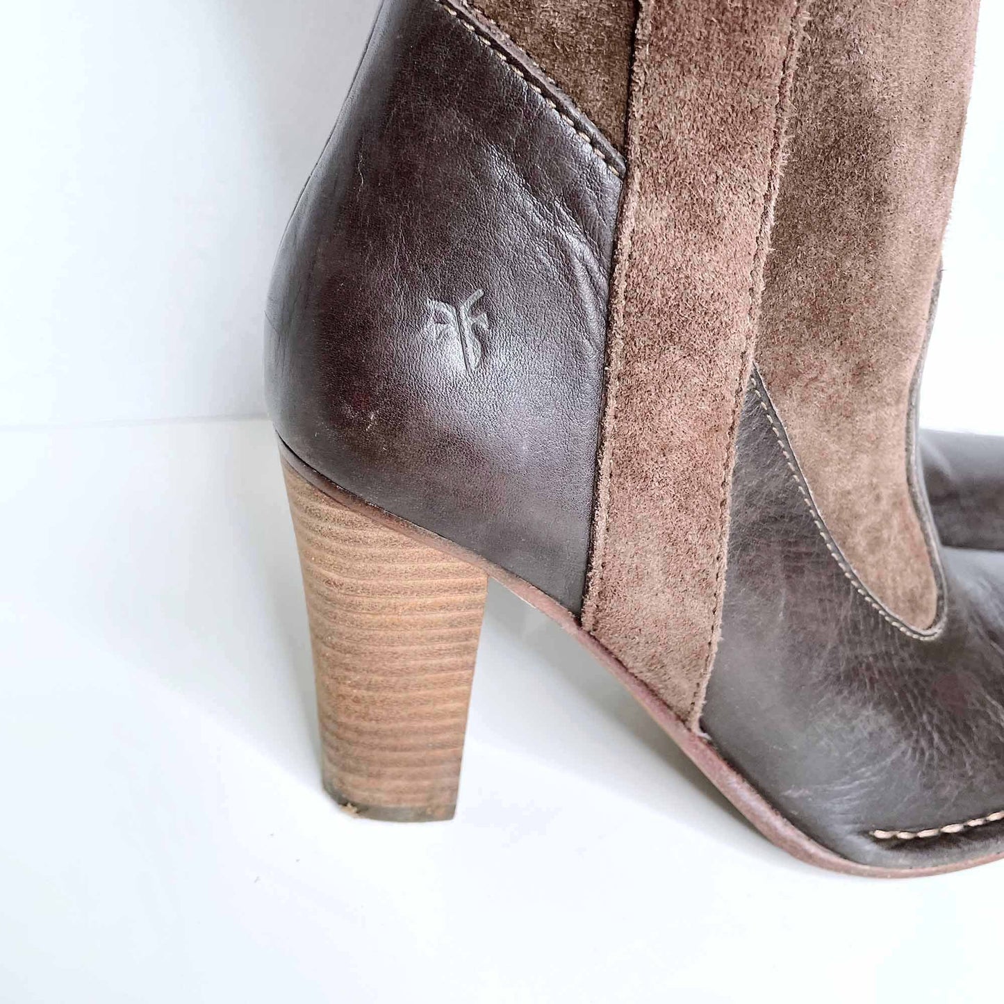 frye villager pull-on heeled knee high leather boots - size 8.5