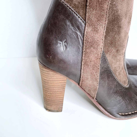 frye villager pull-on heeled knee high leather boots - size 8.5