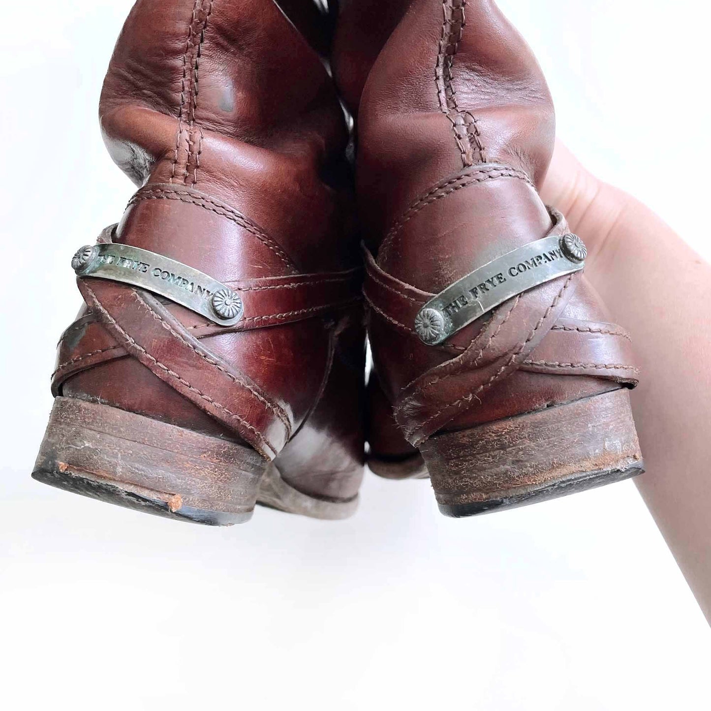 frye lindsay plate burnt red leather riding boot - size 6